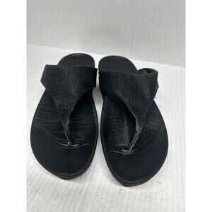 Fitflop‎ Black Shimmer Thong Sandals Women's Flip Flop Platform Style Size 8